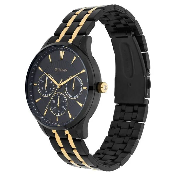 Regalia Opulent Black Dial Quartz Multifunction Stainless Steel Strap watch for Men