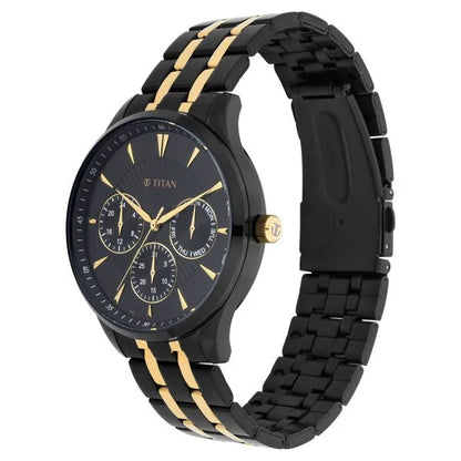Regalia Opulent Black Dial Quartz Multifunction Stainless Steel Strap watch for Men