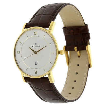Quartz Analog with Date White Dial Leather Strap Watch for Men NS9162YL01