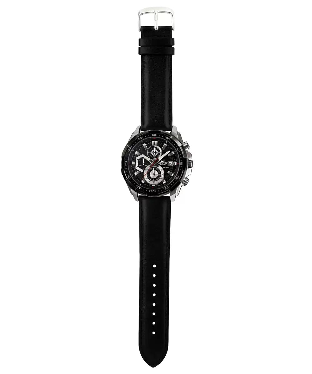 Casio Chronograph Black & Leather Men's Watch EX193