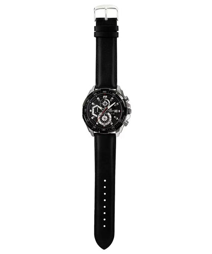 Casio Chronograph Black & Leather Men's Watch EX193