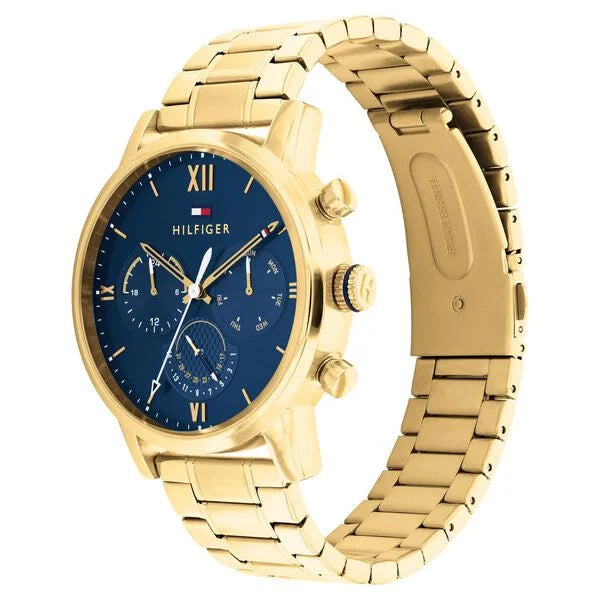 Quartz Multifunction Blue Dial Stainless Steel Strap Watch for MenGender