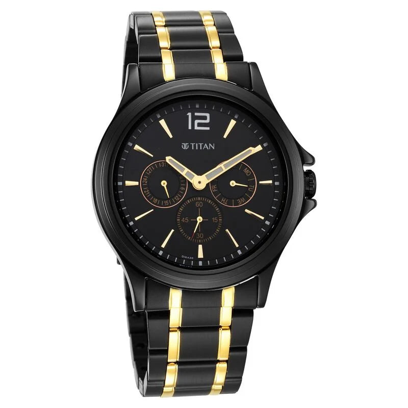 Multifunction Black & Stainless Steel Men's Watch NR1698KM02