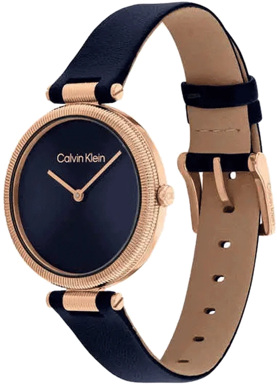 Gleam 32 mm Blue Dial Leather Analogue Watch For Women 25100041