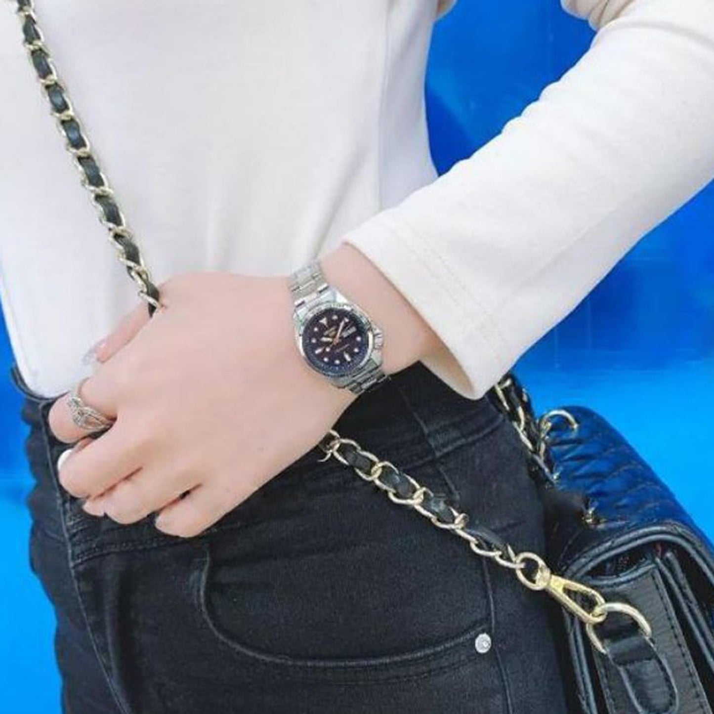 Seiko Analog Blue & Metal band Women's Watch SRE003K1