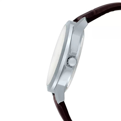 CASIO Chronograph White & Leather Men's Watch A1177