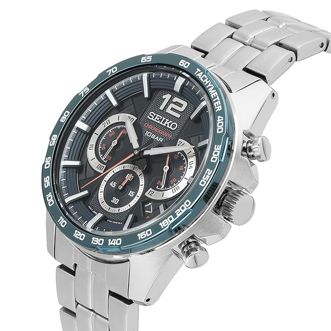 Seiko Analog Black & Stainless Steel Men's Watch SSB345P1