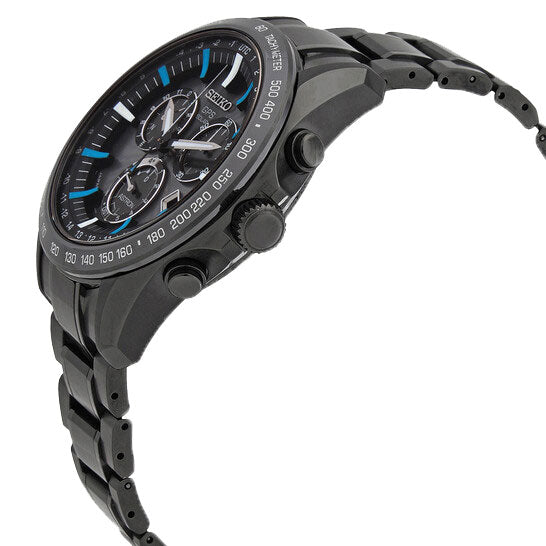 Seiko Chronograph Black & Stainless Steel Men's Watch SSE013J1