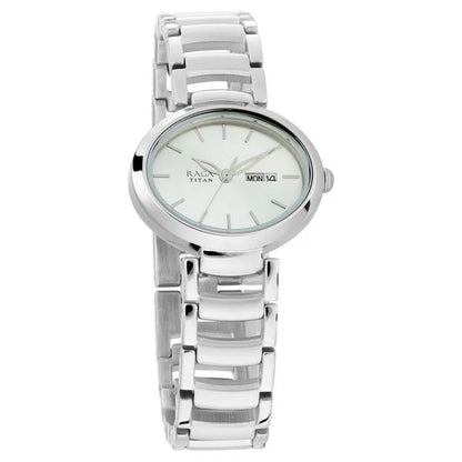 Raga Viva Silver Dial Analog with Day and Date Metal Strap Watch for Women