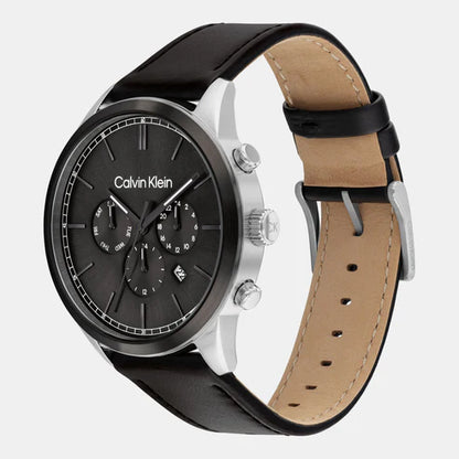 Infinite Male Grey Chronograph Leather Watch 25200379