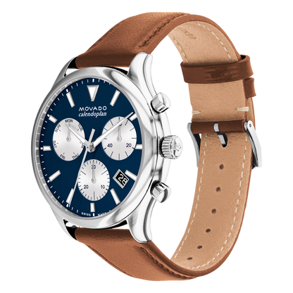 Movado Chronograph Blue & Leather Men's Watch 3650161