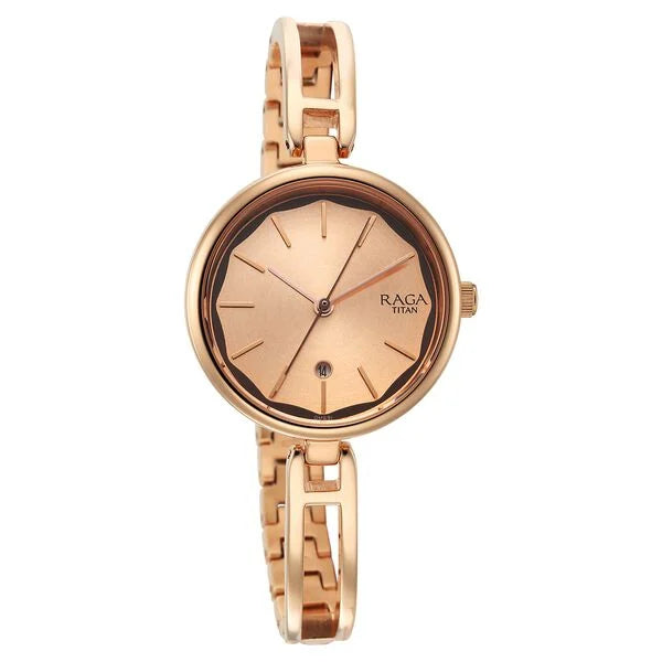 Raga Viva White Dial Analog with Date Metal Strap watch for Women