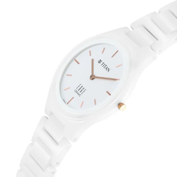Edge Ceramic Slim Ceramic Strap Arctitc White Dial Analog Watch for Men