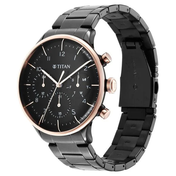 Urban Magic Black Dial Analog Stainless Steel Strap watch for Men