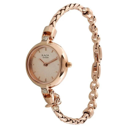 Raga Espana Rose Gold Dial Women Watch With Metal Strap