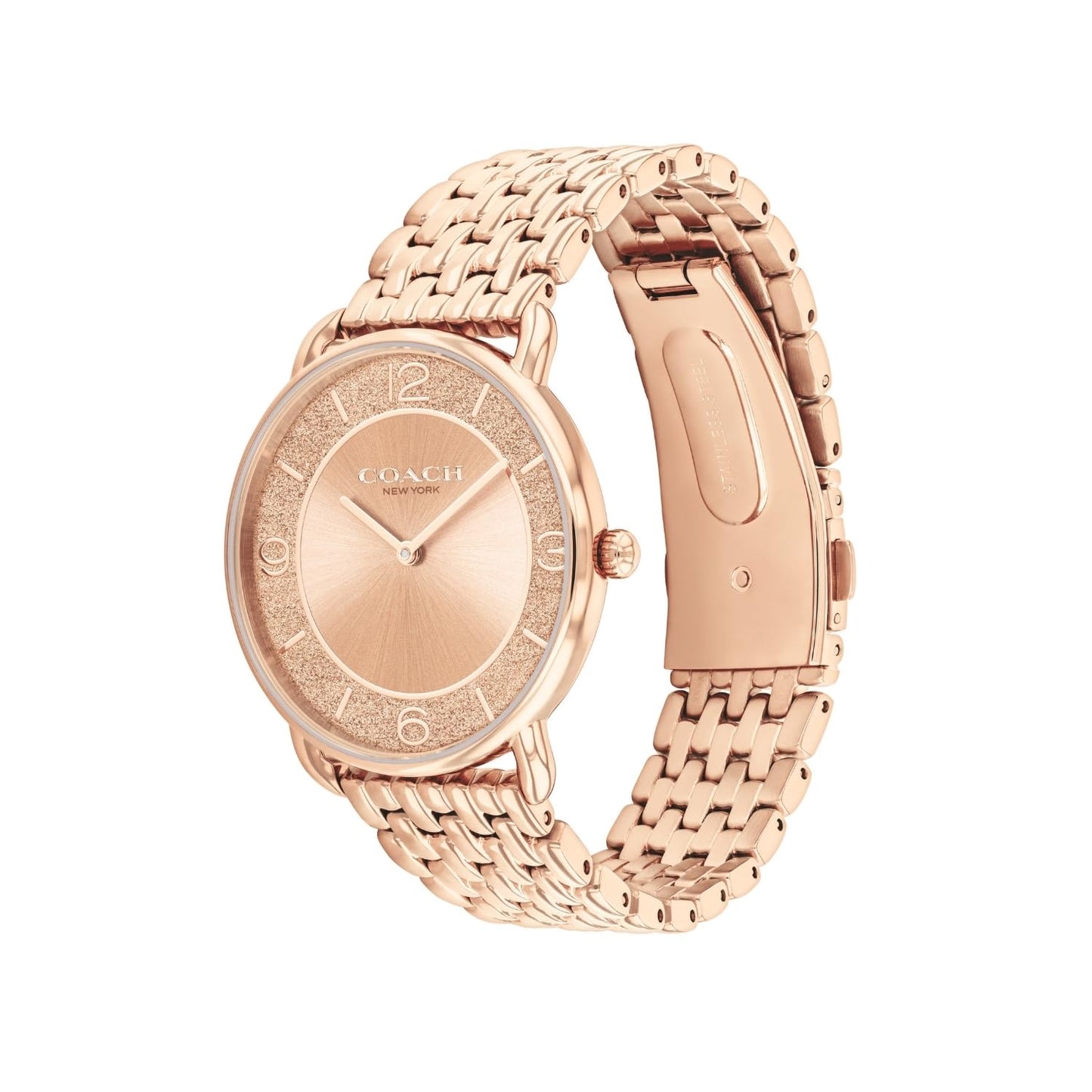 Coach Elliot Qtz Basic Rose Gold Round Dial Women's Watch|Ionic Plated Rose Gold Steel Material|Gold Color Band