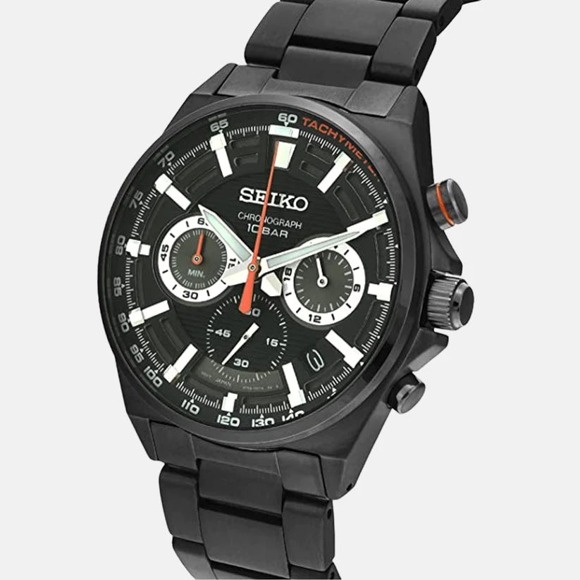 Seiko Chronograph Black & Metal band Men's Watch SSB399P1