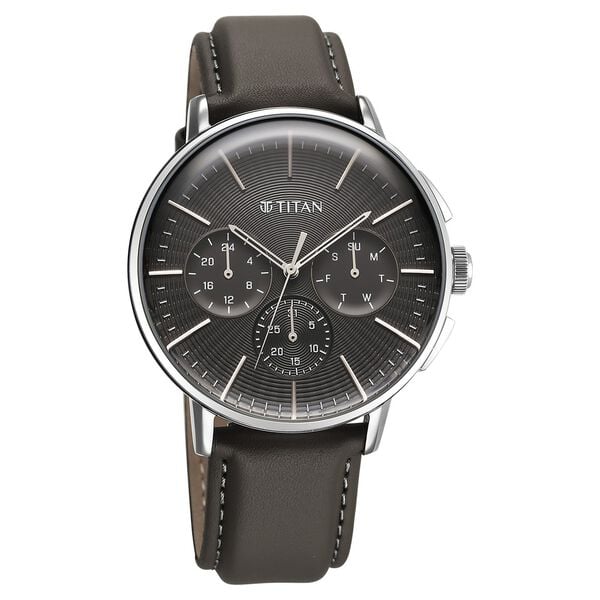 Multifunction Anthracite & Leather Men' 90200SL02