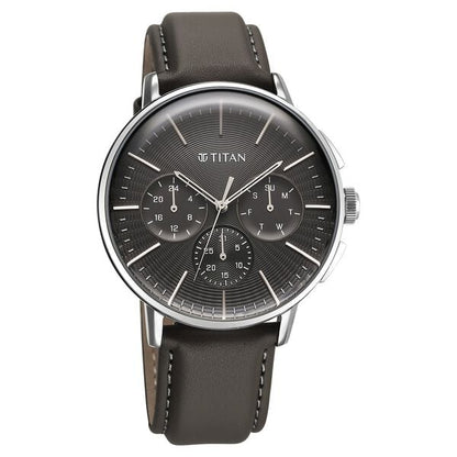 Multifunction Anthracite & Leather Men' 90200SL02