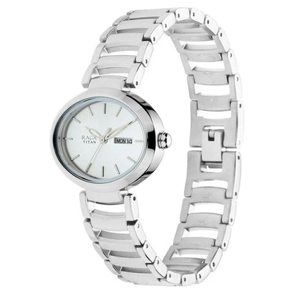 Raga Viva Silver Dial Analog with Day and Date Metal Strap Watch for Women