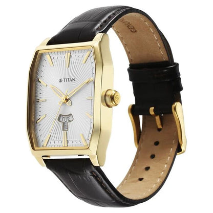 Regalia Opulent White Dial Analog with Day and Date Leather Strap Watch for Men