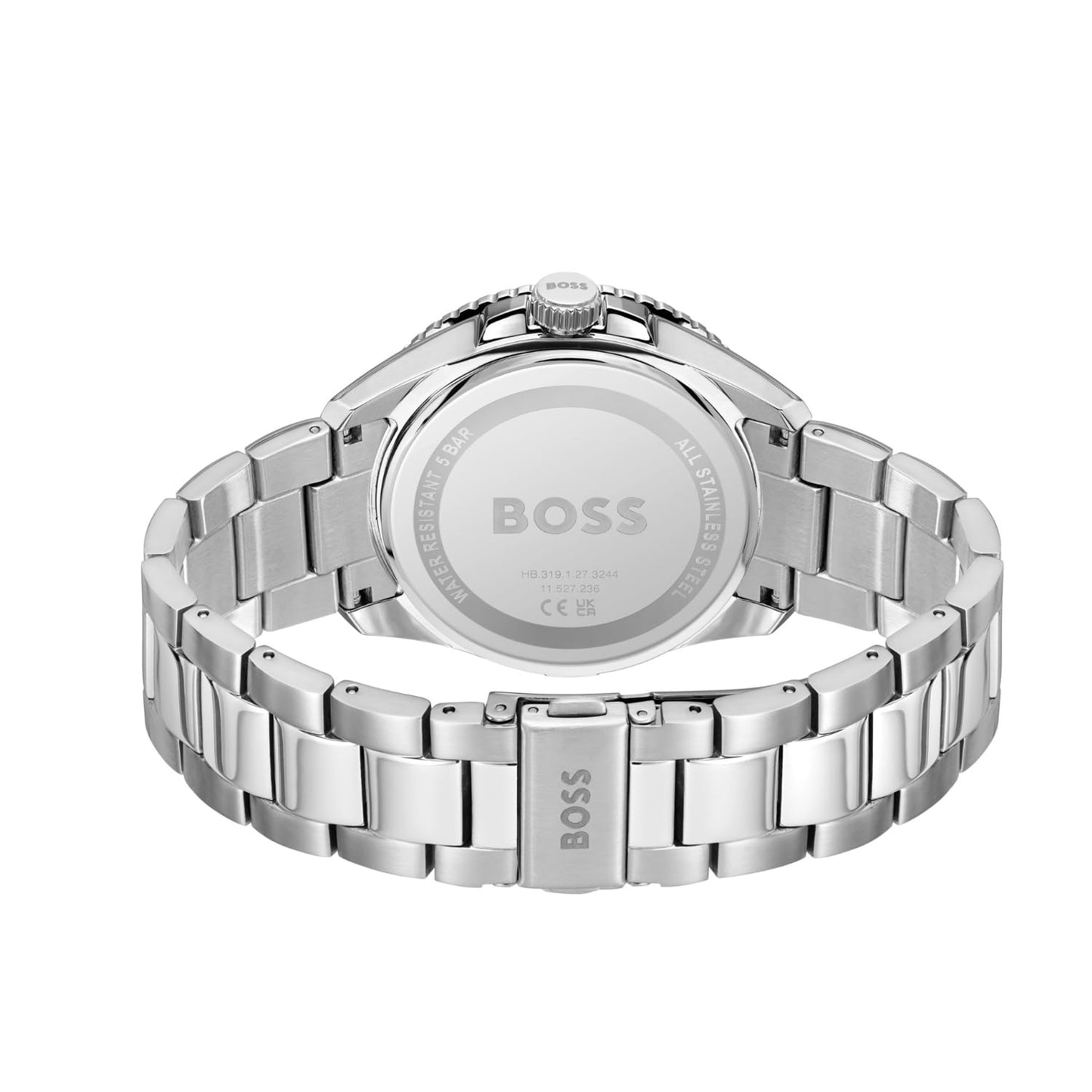 BOSS Hugo Runner 3H Qtz Basic Calendar Black Round Dial Men's Analog Watch|Stainless Steel Material|Silver Color Band