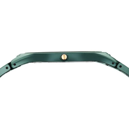 Edge Ceramic Slim Ceramic Strap Glossy Green Dial Analog Watch for Men