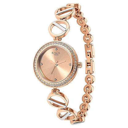 Raga Viva Rose Gold Dial Women Watch With Metal Strap NS2643KM01