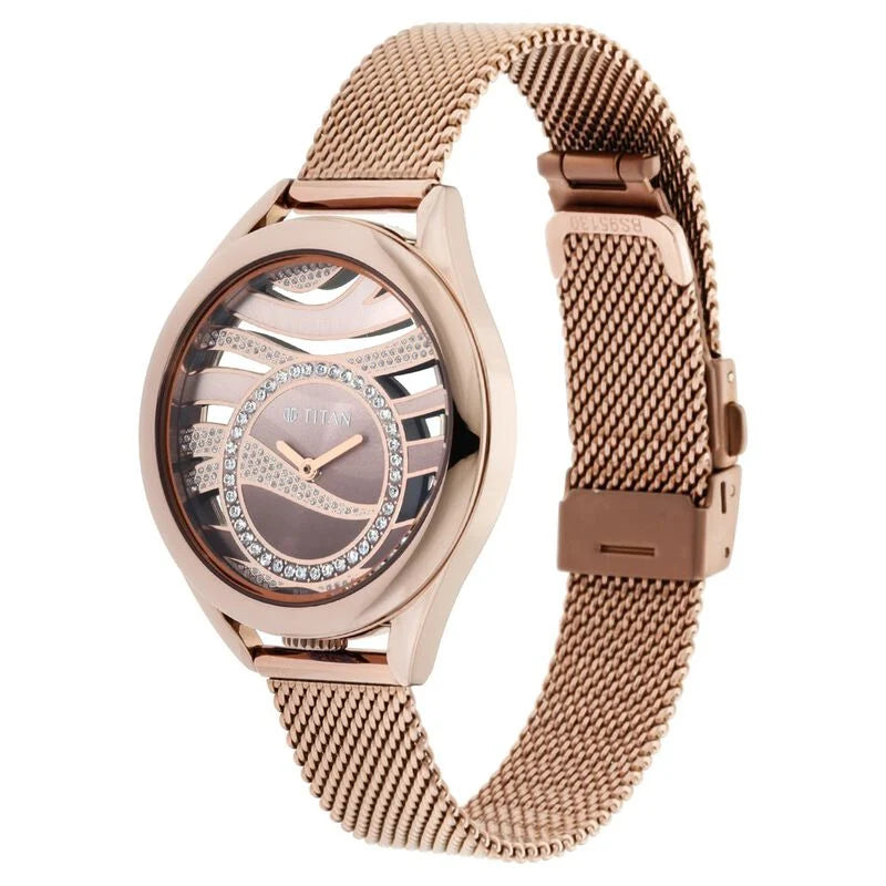 Analog Brown & Stainless Steel Women's Watch NR95130QM01