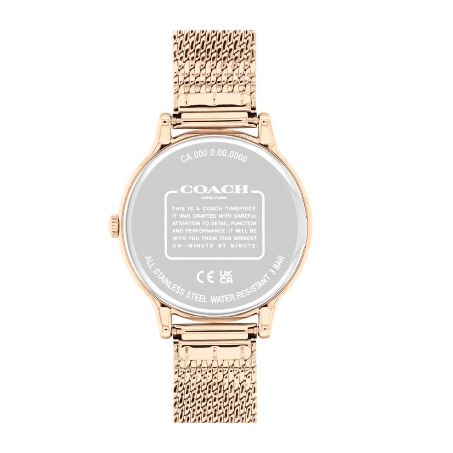Coach Chelsea Qtz Basic Slim Black Round Dial Women's Watch|Ionic Plated Rose Gold Steel Material|Gold Color Band - 14504217