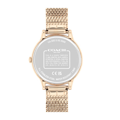 Coach Chelsea Qtz Basic Slim Black Round Dial Women's Watch|Ionic Plated Rose Gold Steel Material|Gold Color Band - 14504217