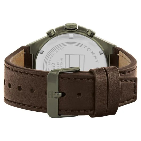 Quartz Multifunction Green dial Leather Strap Watch for MenGender