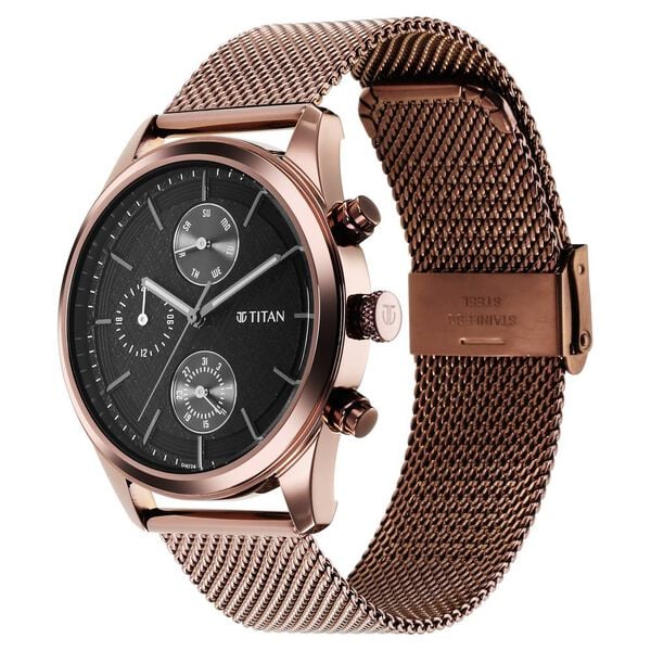 Neo Splash Black Dial Quartz Analog with Date Stainless Steel Strap watch for Men NS1805QM05