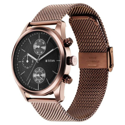 Neo Splash Black Dial Quartz Analog with Date Stainless Steel Strap watch for Men NS1805QM05