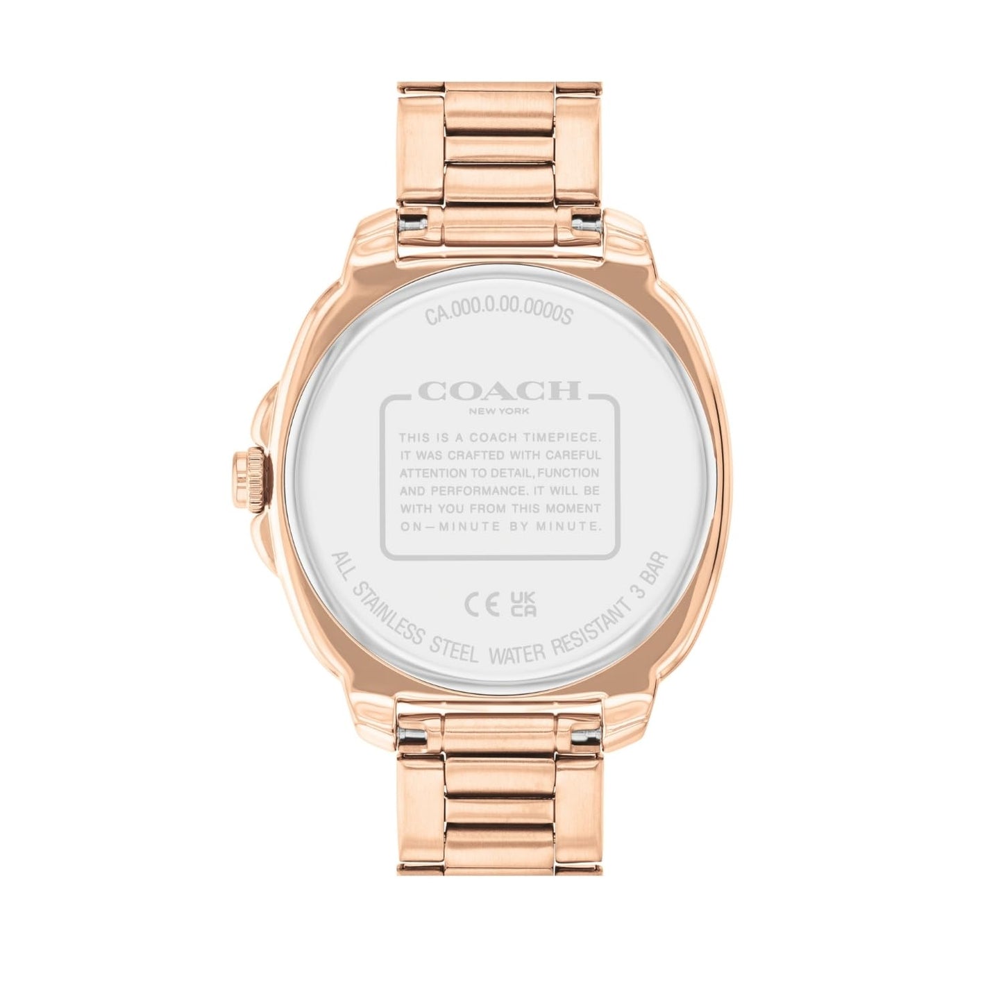 Coach Kitt Qtz Multifunction Blush Tonneau Dial Women's Watch|Ionic Plated Rose Gold Steel Material|Rose Gold Color Band