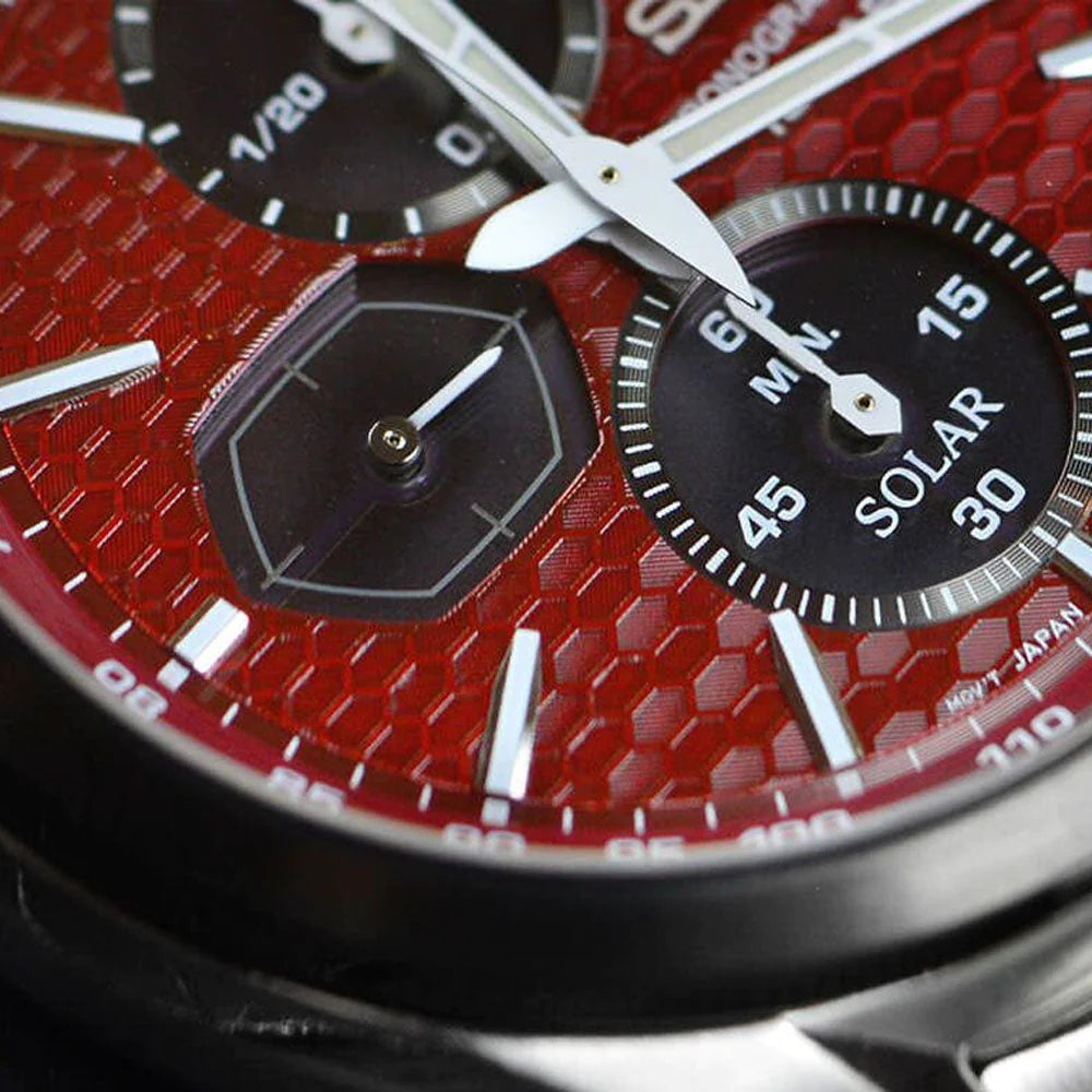 Seiko Analog Maroon & Stainless Steel Men's Watch SSC771P1