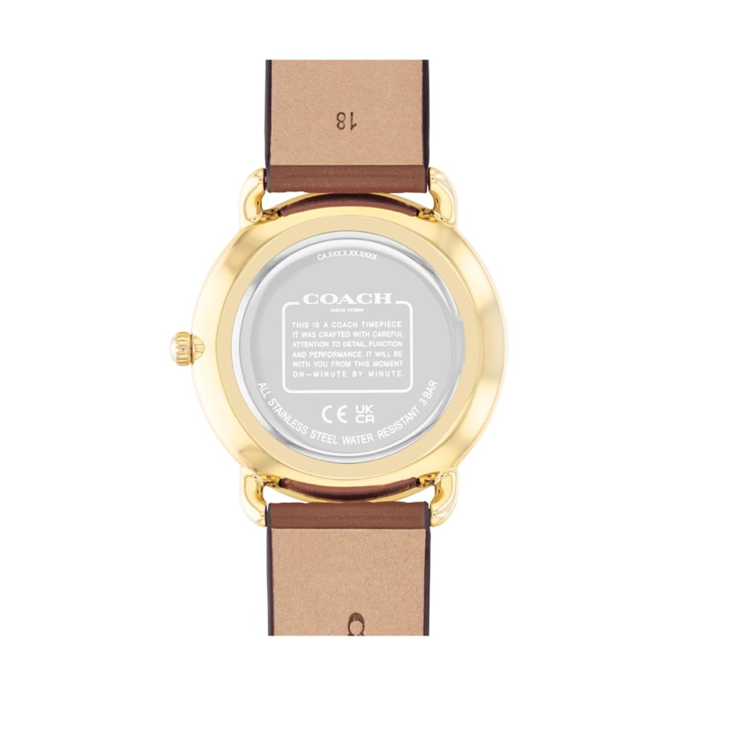 Coach Elliot Qtz Basic Silver White Round Dial Women's Watch|Saddle Calfskin Material|Saddle Color Band - 14504206