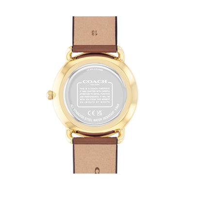 Coach Elliot Qtz Basic Silver White Round Dial Women's Watch|Saddle Calfskin Material|Saddle Color Band - 14504206