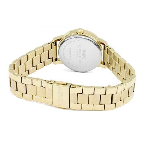 COACH Grand Qtz Basic Gold Round Dial Women's Watch|Ionic Plated Thin Gold Steel Material|Gold Color Band - 14502976
