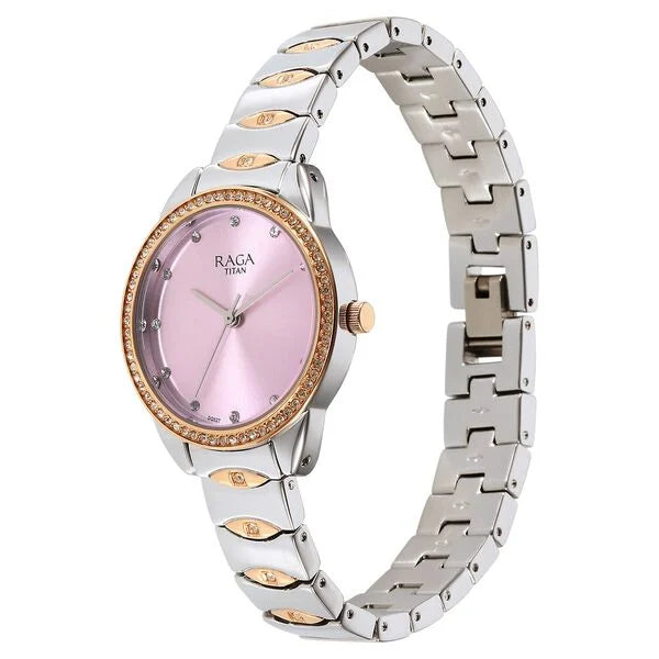 Raga Showstopper Quartz Analog Purple Dial Metal Strap Watch for Women