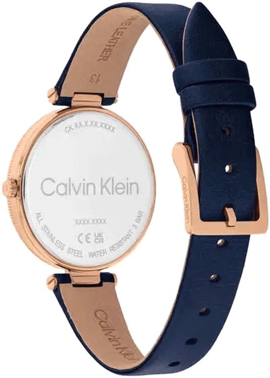 Gleam 32 mm Blue Dial Leather Analogue Watch For Women 25100041