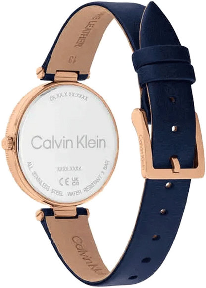 Gleam 32 mm Blue Dial Leather Analogue Watch For Women 25100041