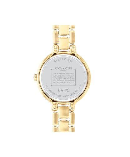 COACH Chelsea Qtz Basic Thin Gold Round Dial Women's Watch|Ionic Plated Thin Gold Steel Material|Gold Color Band - 14504125