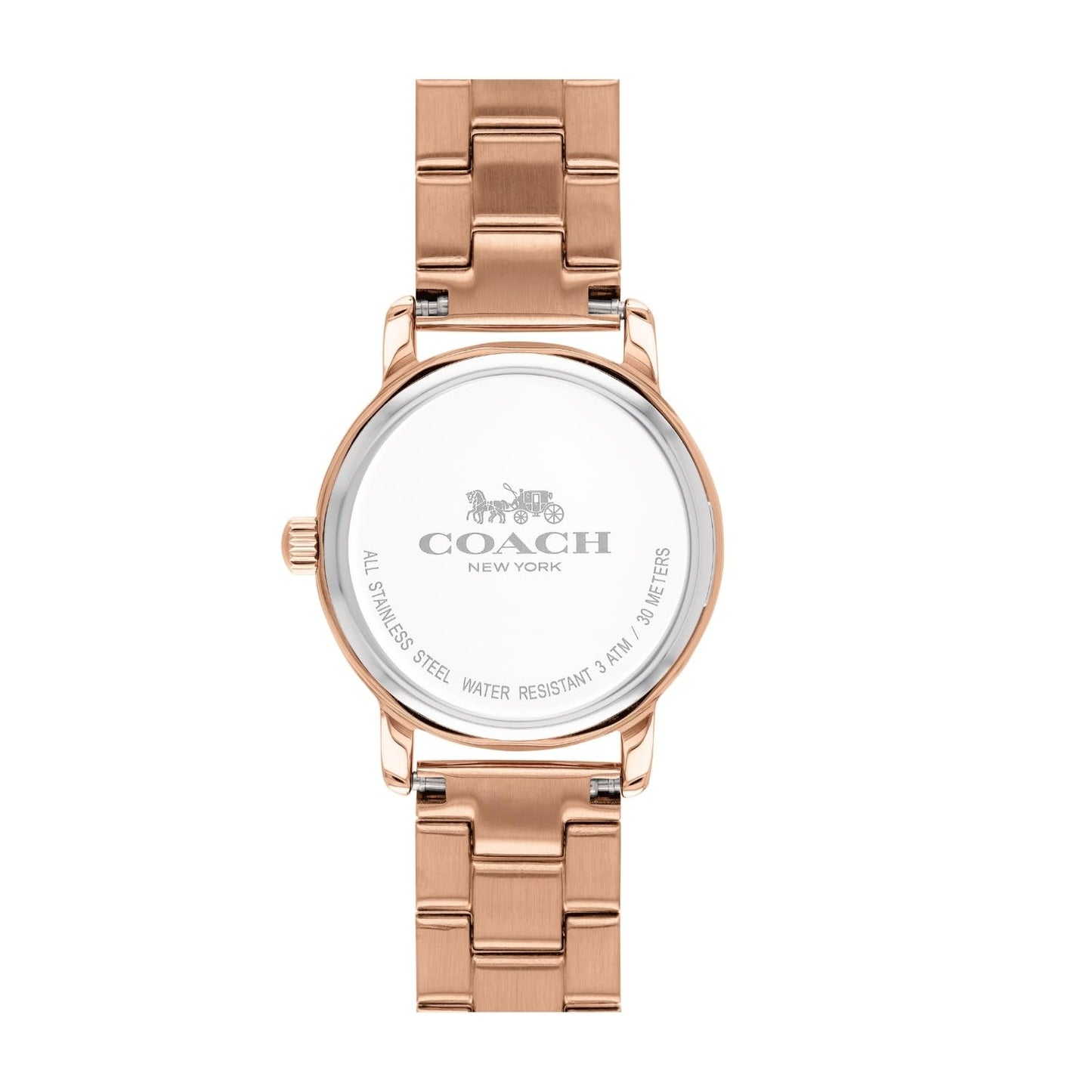 Coach Grand Qtz Basic Rose Gold Round Dial Women's Watch|Ionic Plated Rose Gold Steel Material|Gold Color Band - 14502977