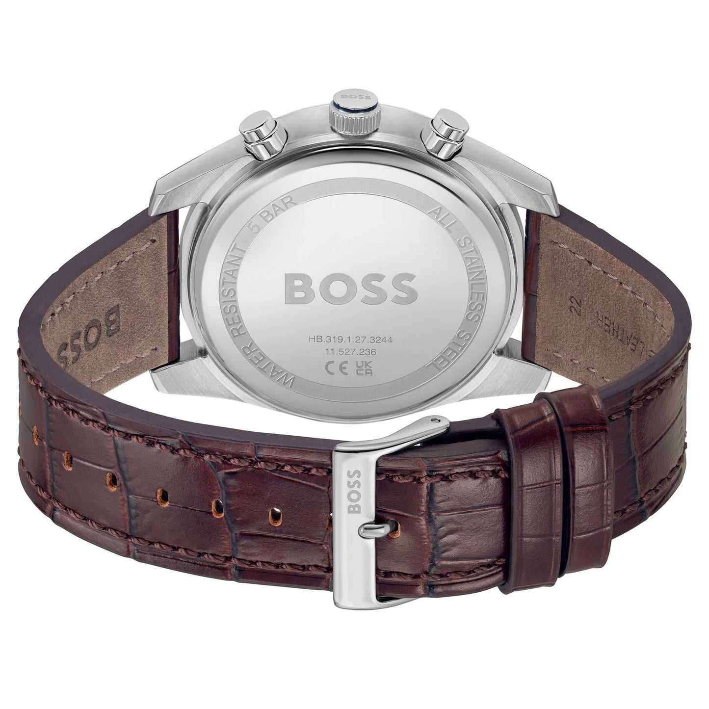 Hugo Boss Brown Leather Blue Dial Chronograph Men's Watch 1514194