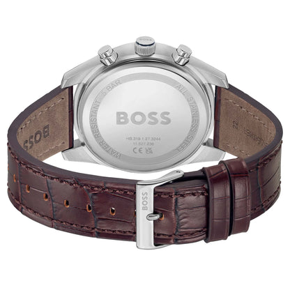 Hugo Boss Brown Leather Blue Dial Chronograph Men's Watch 1514194