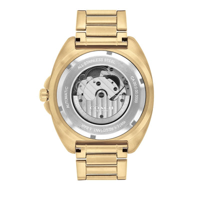 Coach Charter China Auto Black Tonneau Dial Men's Watch|Ionic Plated Thin Gold Steel Material|Gold Color Band