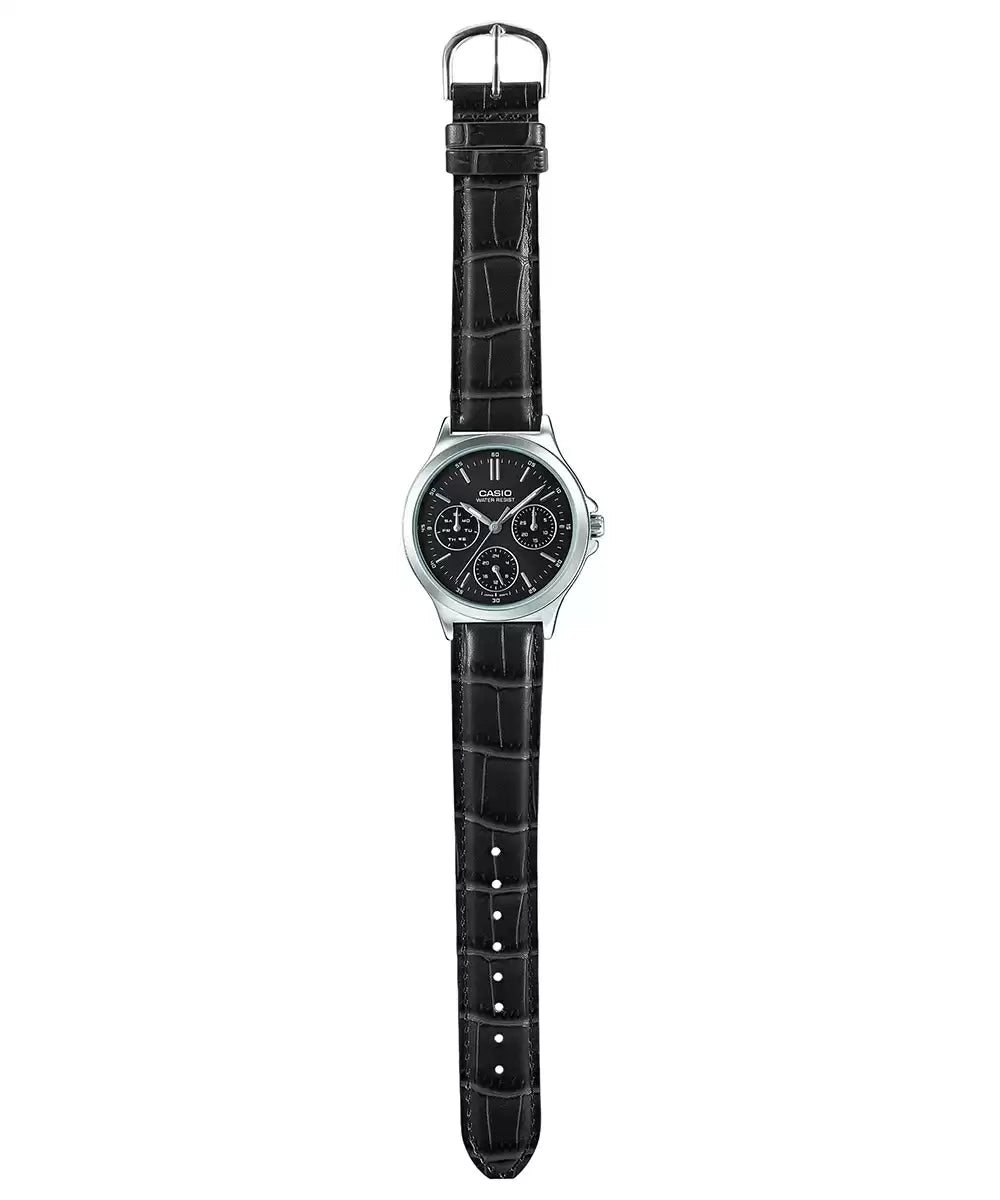 CASIO Chronograph Black & Leather Women's Watch A1149