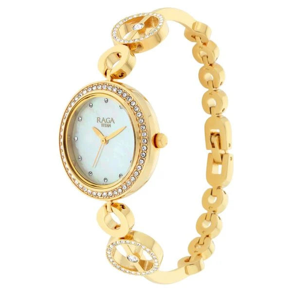 Raga Mother of Pearl Dial Women Watch With Metal Strap