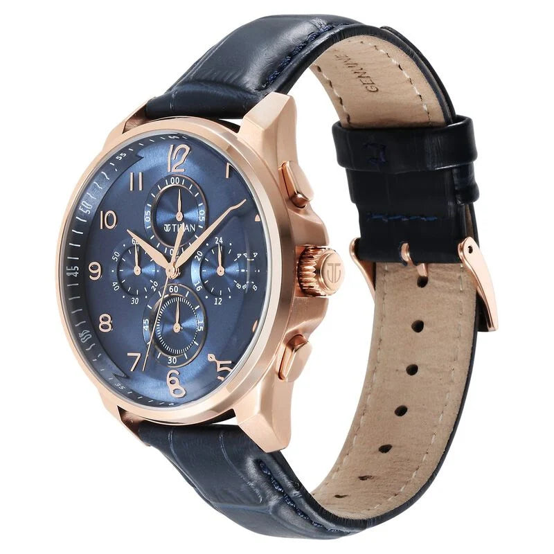 Multifunction Blue & Leather Men's Watch 90169WL01